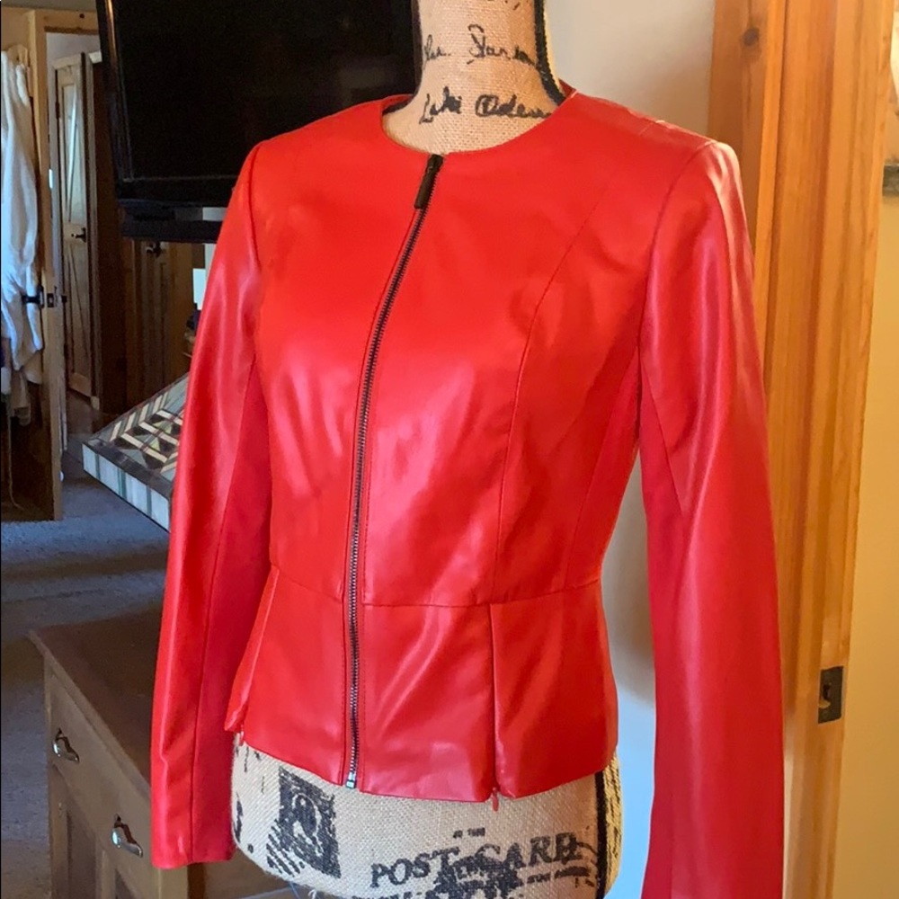 Size 2 by designer G.I.L.I faux red leather jacket